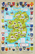 Historical Map of Ireland - Linen Tea Towel