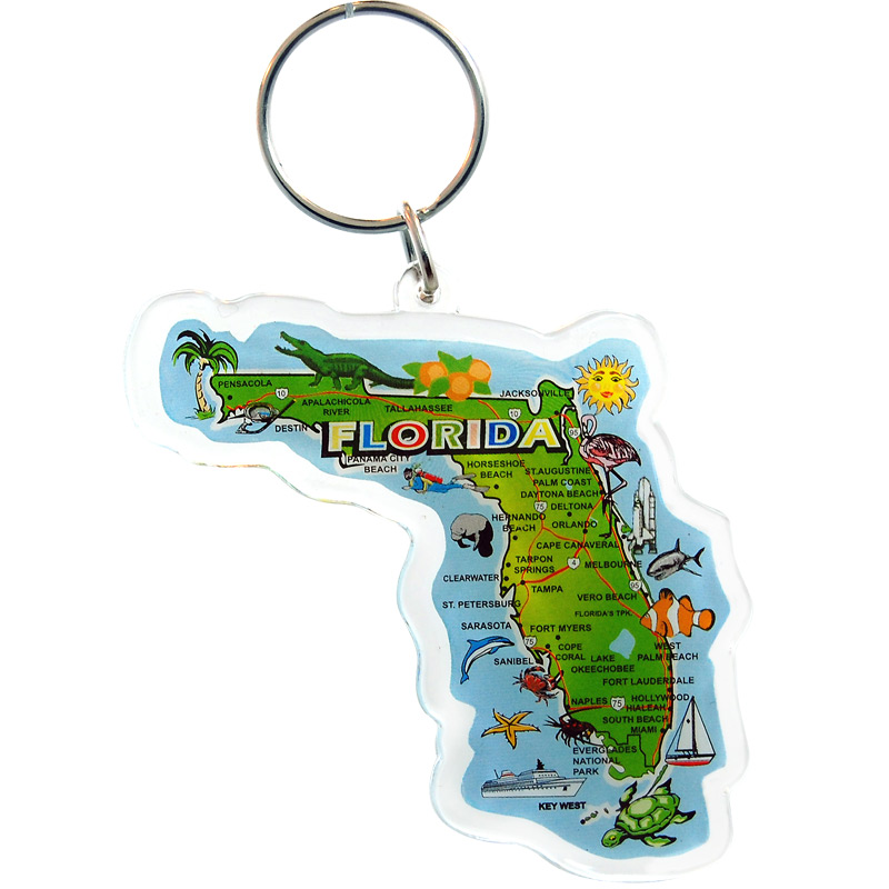 Florida State Map Keychain in Acrylic