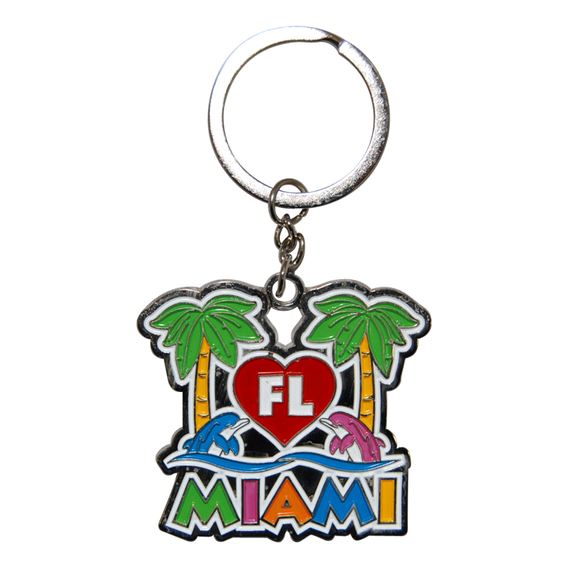 Miami Florida Palm Trees & Dolphins Key Chain