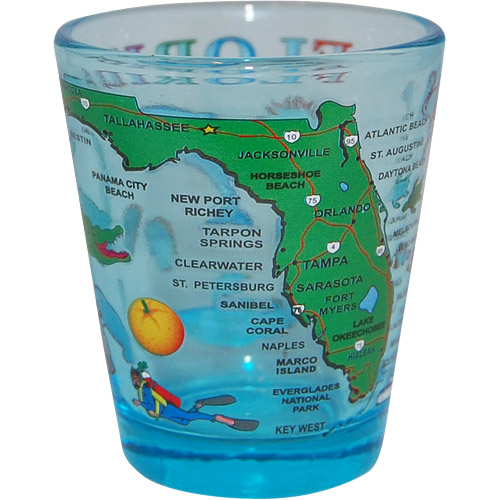 Florida State Map Souvenir Shot Glass - Blue, photo-1