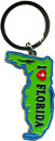 Florida State Map Metal Key Chain - Green