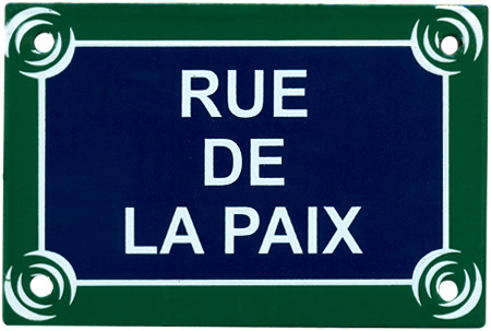 Paris Street Sign Replica, Rue De LA Paix, 6x4