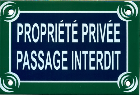 Paris Street Sign Replica, Propriete Privee Passage Interdit, 6x4