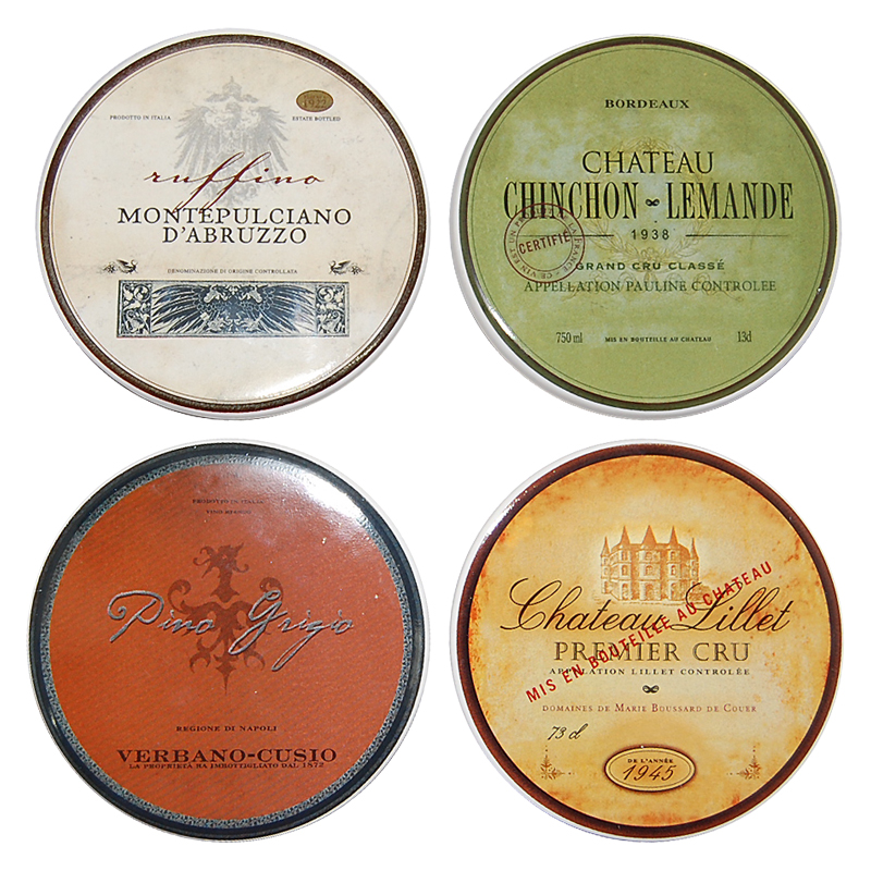 European Wine Label Coasters - Set Of Four Designs, photo-1