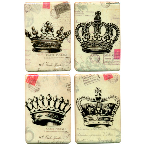 French Crown Postal Magnets, Set of 4