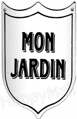 French Enamel Sign, Mon Jardin
