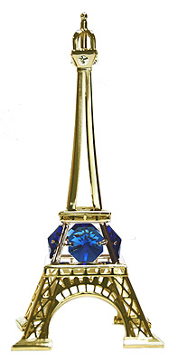 5 Eiffel Tower Miniature in Gold w/ Blue Color Austrian Crystal