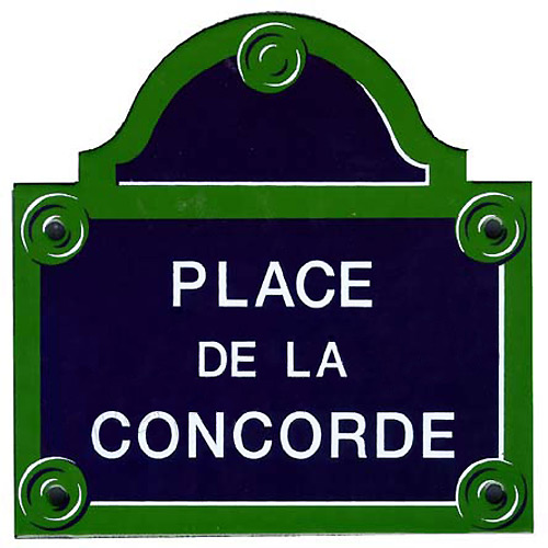 Paris Street Sign Replica, Place de la Concorde, 6x6