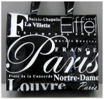 Paris City B/W Letter Tote Bag, Large