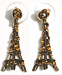 Eiffel Tower Earrings - Gold with Gold Rhinestones