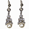 Eiffel Tower Earrings - Silver with White Pearls