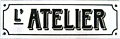 French Metal/Enamel Sign, L'Atelier (Workshop)