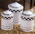 Antiqued French Enamel Canisters, Set of 3