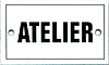 French Enamel Sign, L'Atelier (Workshop), 4x2.5