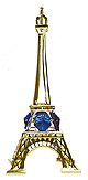 5 Eiffel Tower Miniature in Gold w/ Blue Color Austrian Crystal