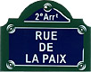 Paris Street Sign, Rue de la Paix, 4x3