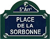 Paris Street Sign, Place de la Sorbonne, 4x3