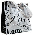 Paris City B/W Letter Tote Bag, Small
