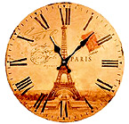 13-1/2D Old Postal Style Eiffel Tower Wall Clock