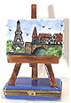 French Limoges Box, Removable Eiffel Tower Painting on Easel
