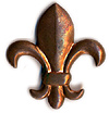 Brass Fleur de Lis Design Fridge Magnet, Large