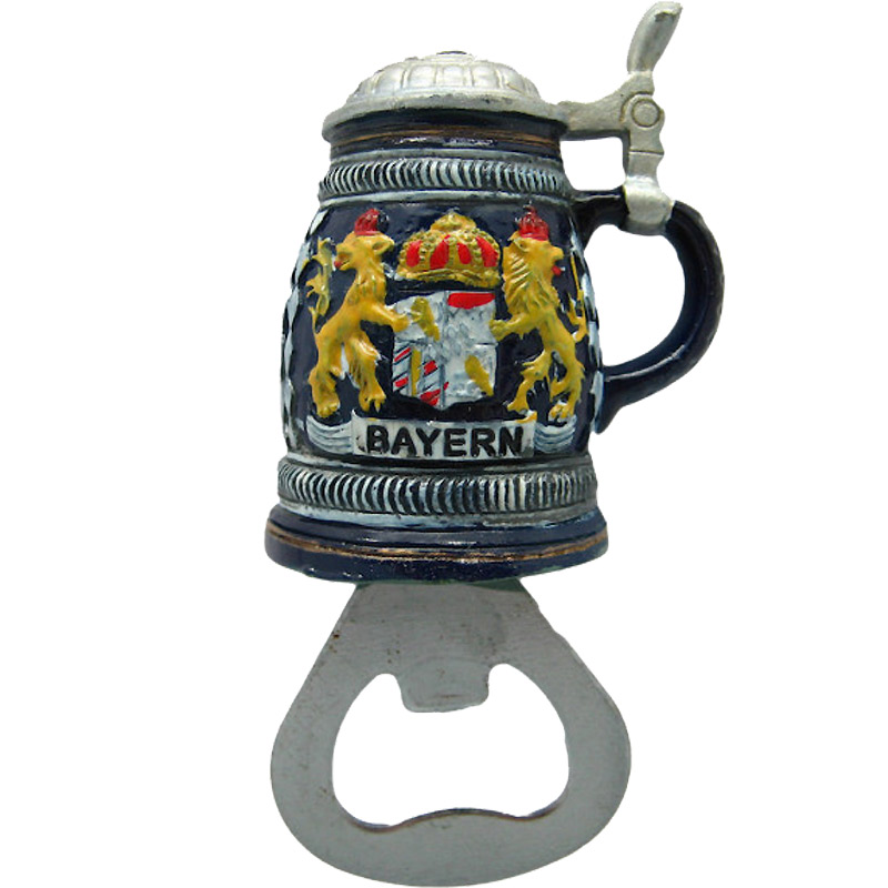 German Beer Stein Bottle Opener with Magnet, Bayern Crest