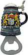 German Beer Stein Bottle Opener with Magnet, Bayern Crest