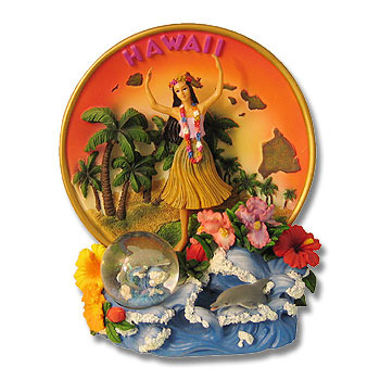 Hawaiian Souvenir - Plate with Mini Globe