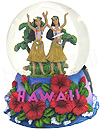 Hawaii Water Globe of Musical Dancing Hula Girls, 5.5H