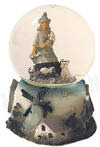 Tulip Girl Snowglobe in Cyan Blue, 2.5H