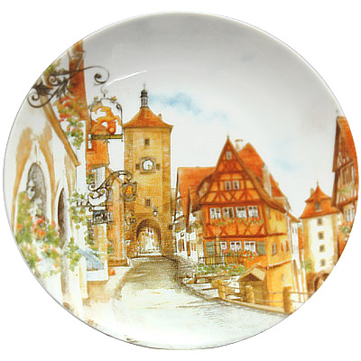 Color Decorative Plate - Rothenburg European Village, 8.25D