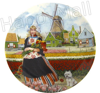 Color Decorative Plate - Tulip Girl 9.25D