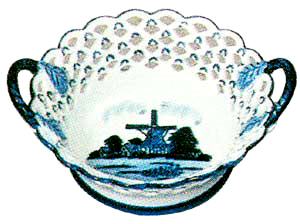 Delft Blue Windmill Basket with Cut Work, 7D