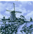 Dutch Tile, Windmill with Cow
