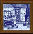 Tile with Frame, Delft Blue Cheesemaker, 7.5