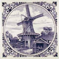 Dutch Tile, Delft Blue Scene with Fancy Border, 6