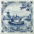 Dutch Tile, Lovers on Boat with Fancy Border, 6