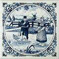 Dutch Tile, Farmer Couple with Fancy Border, 6