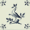 Bird on branch, Dutch Delft Tile 6