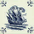 Ship with Five Sails, Dutch Delft Tile 6