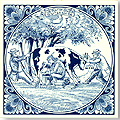 Cow Fight - Lawyer Gets Milk, Dutch Tile 6