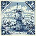 De Walvis Schiedam Windmill in Hexagon Design, Dutch Tile 6