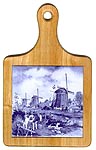 Cheeseboard w/ Delft-Blue Tile - Three Windmills with Calves