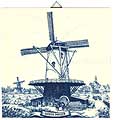 Dutch Tile, Antique Delft Blue Stage Windmill