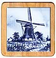 Ceramic Trivet, Delft Blue Traditional Windmill Post, 7.5