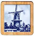Ceramic Trivet, Delft Blue Traditional Stage Windmill, 7.5