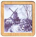Ceramic Trivet, Delft Blue Windmill with Girl, 7.5