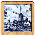 Ceramic Trivet, Delft Blue Windmill with Ponies, 7.5