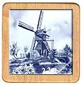 Ceramic Trivet, Delft Blue Windmill with Swans, 7.5
