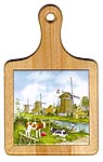 Cheeseboard w/ Color Tile - Three Windmills with Calves